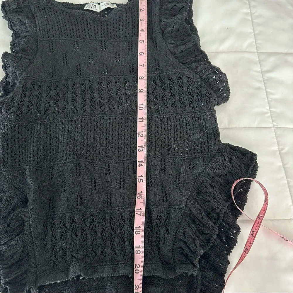Zara Black Crochet Sleeveless Blouse - Picture 5 of 5